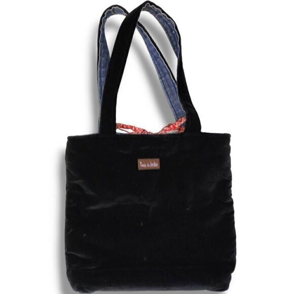 Timi‎ & Leslie Womens Bag Medium Velvet Western Cowboy Denim Tote Black Purse - Picture 2 of 10